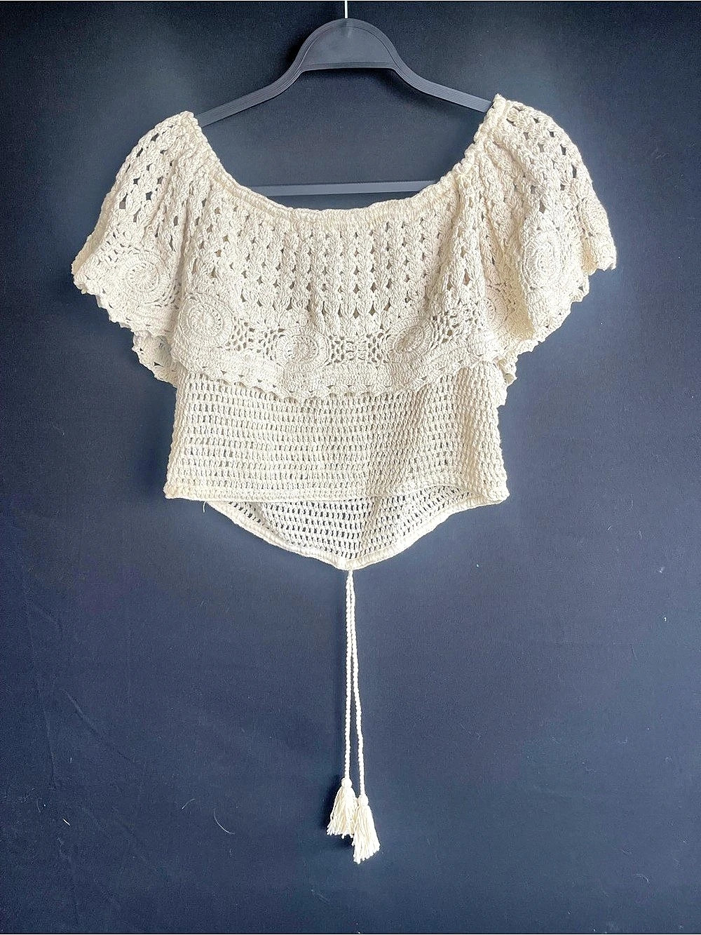 AMUSE Society Crochet Crop Top in Cream